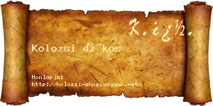 Kolozsi Ákos névjegykártya