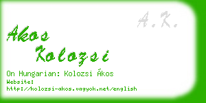 akos kolozsi business card